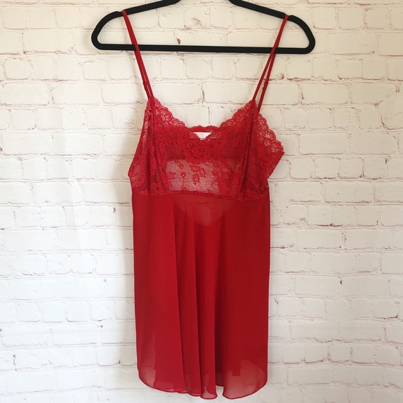 Victoria's Secret Other - [Victoria’s Secret] red lace and chiffon nightie M